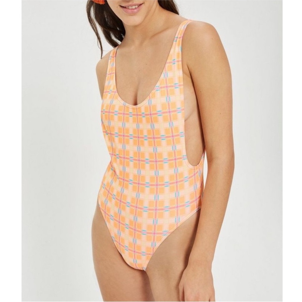 BOGO TOPSHOP Check scoop back swimsuit Nwot